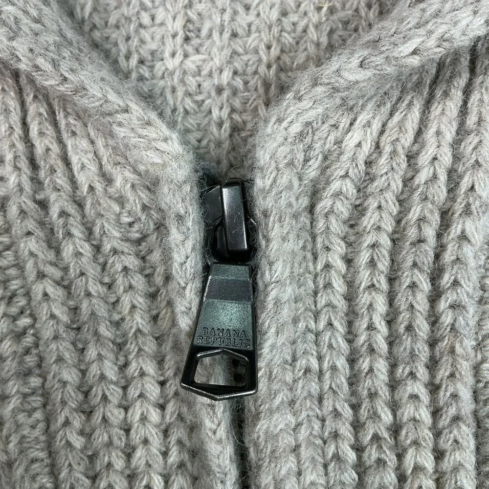 Banana Republic Italian Merino Full Zip Shawl Collar Cardigan Sweater XL Beige